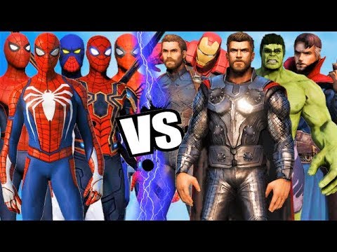 THE AVENGERS Vs ALL SPIDERMAN SUIT - Hulk, Iron Man, Captain America, Black Widow, Thor, DrStrange