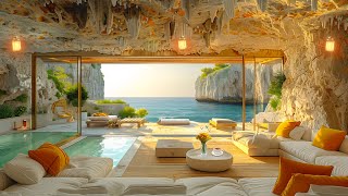 Morning Jazz Delight | Perfect Seaside Cafe Background Music and Ocean Waves for Relaxation