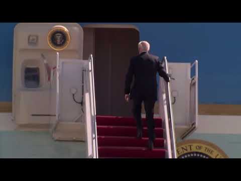 Joe Biden falls up the stairs multiple times LOL
