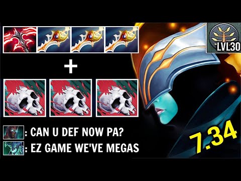 DESOLATOR LEVEL 2 + 3x Divine Rapier PA vs Megas Epic Throne Def 6000 Crit WTF Comeback Dota 2