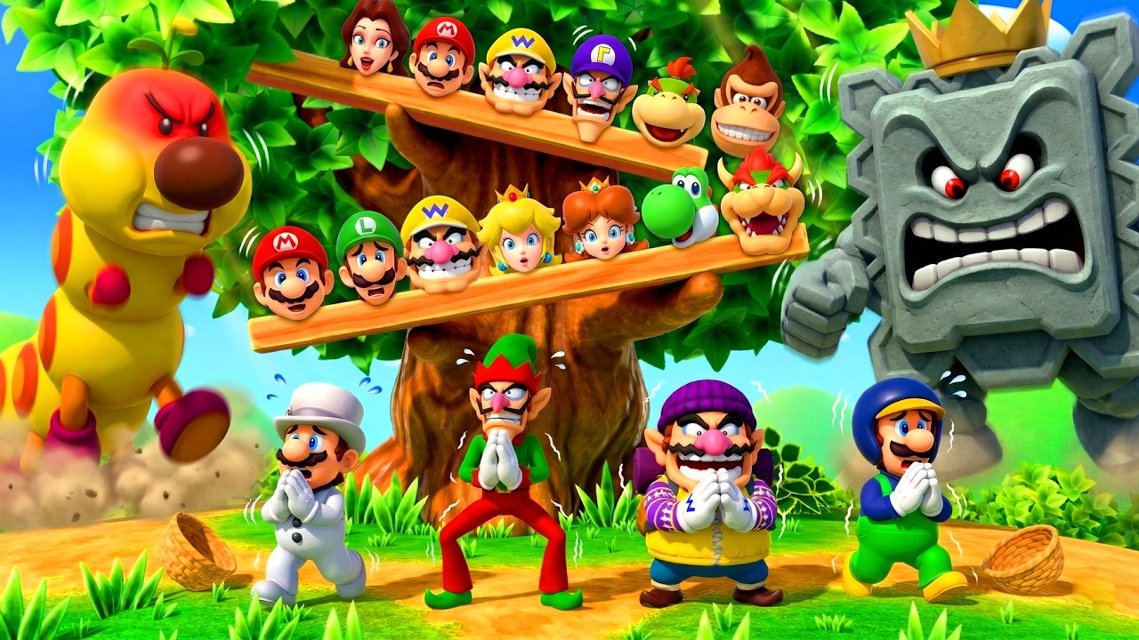 【マリオパーティ スーパースターズ】面白いミニゲーム対決マリオVsルイージVsワリオVsワルイージ(COM最強 たつじん)