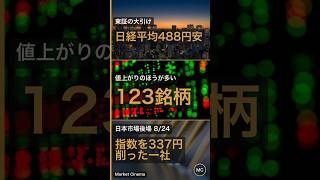 日経平均488円安 上げた銘柄が多い日に指数を337円削った一社｜日本市場 後場 8/24