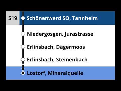 BOGG Ansagen • 519 • Schönenwerd SO, Bahnhof – Stüsslingen – Lostorf, Minerallquelle