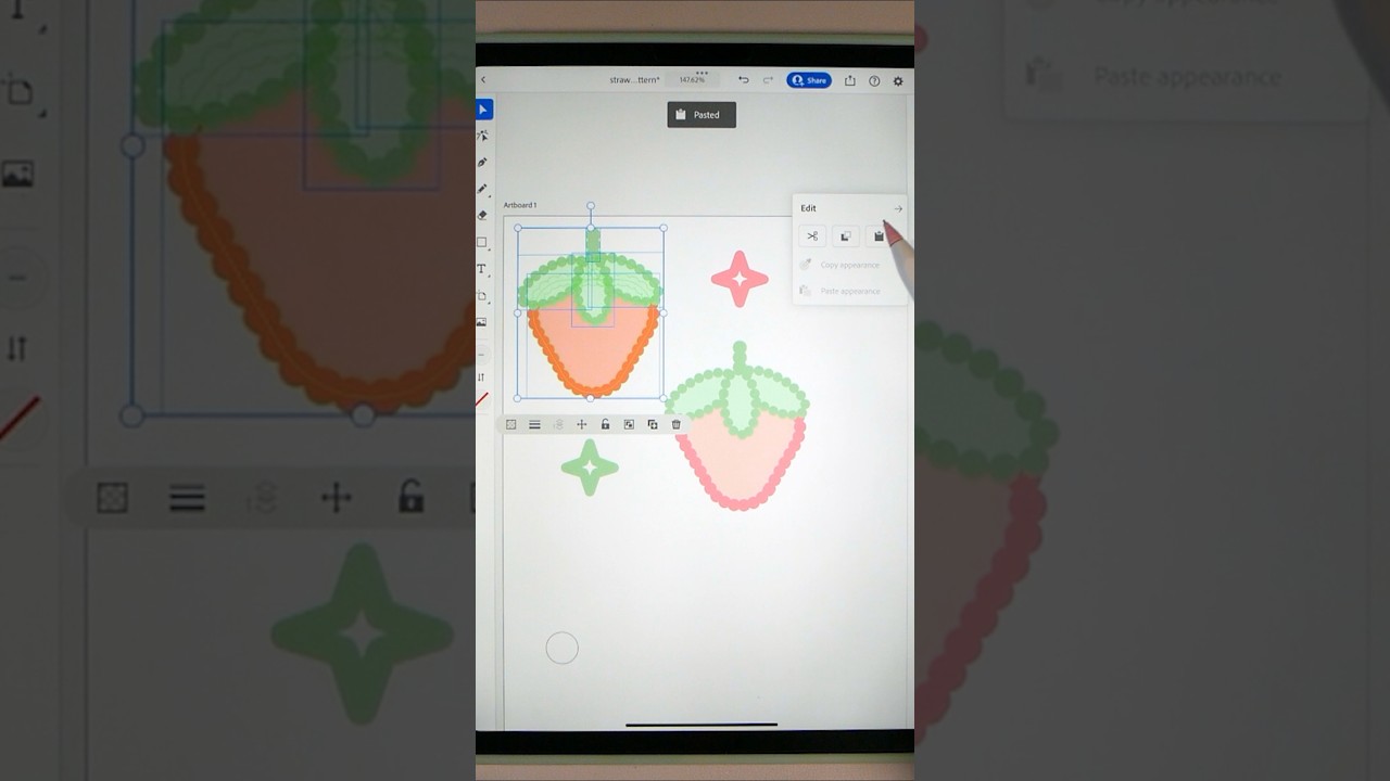 Strawberry Vector Pattern in Adobe Illustrator on iPad #cutepatterns #strawberrypattern