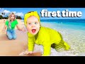 Daughter Swims In Ocean For First Time Emotional