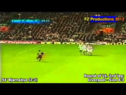 Cup Winners Cup 1996-1997, Round of 16 (2nd leg): Liverpool - Sion 6-3 (Bjornebye goal)