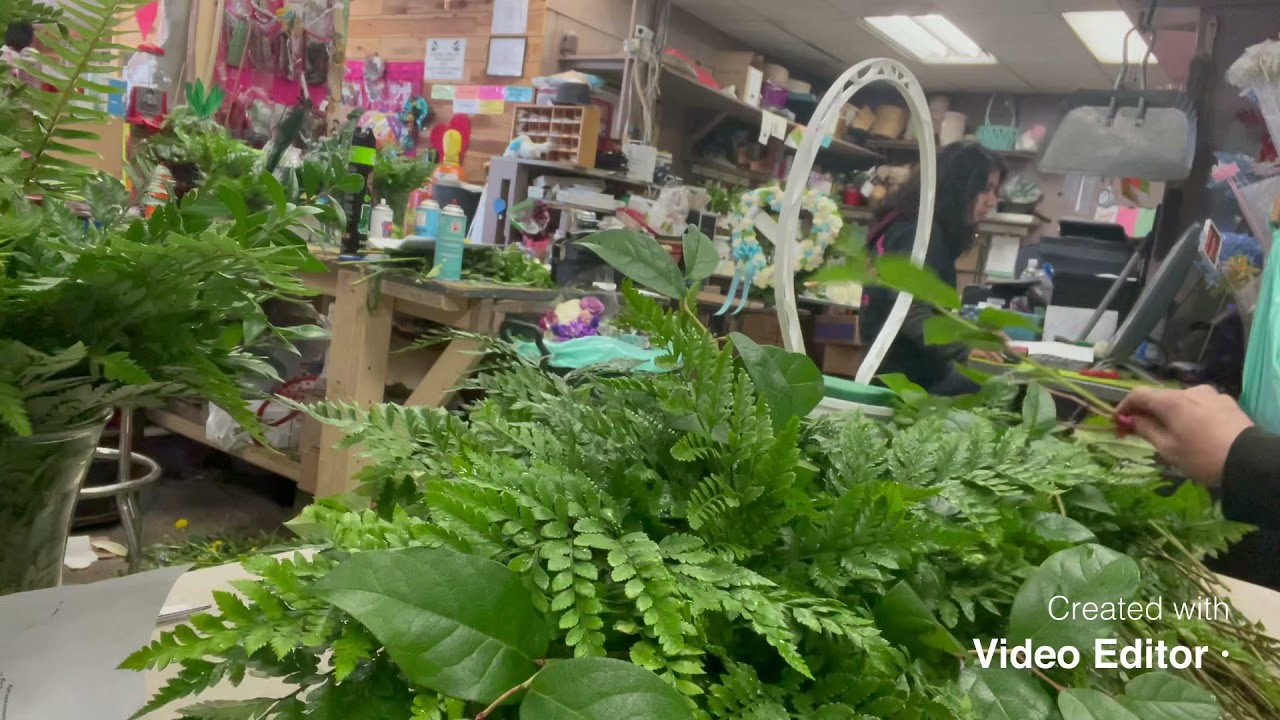 Greening a casket top for a Funeral