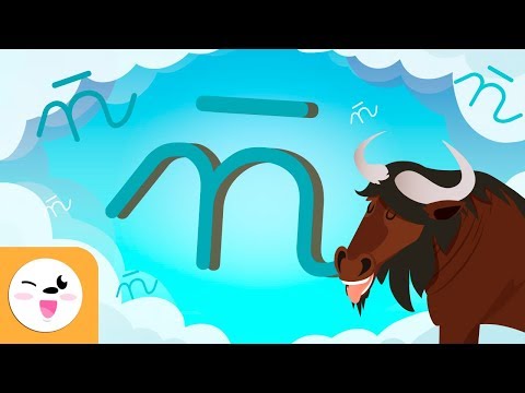 Letra Ñ con caligrafía enlazada - El abecedario para niños