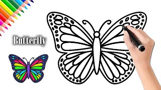 How to Draw A Butterfly 🦋 Step by Step | easy drawing and painting tutorial for kids | gdb kids art