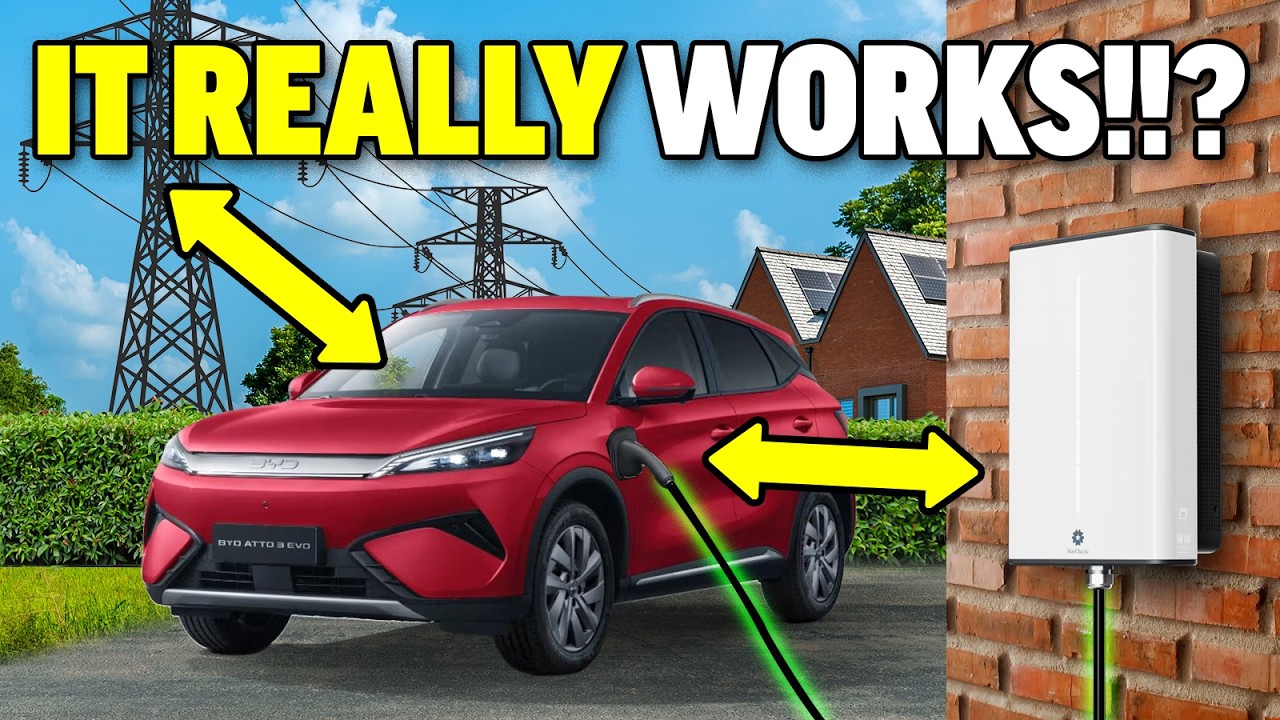 Electric car connected to a bidirectional charger in Amber Electric's vehicle-to-grid trial