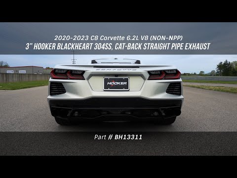2020-2023 C8 Corvette Hooker BlackHeart Cat-Back Straight Pipe Exhaust w/ black tips (non-NPP)