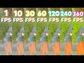 Minecraft 1fps vs 5fps vs 10fps vs 20fps vs 30fps vs 48fps vs 60fps vs 120fps vs 240fps vs 360fps