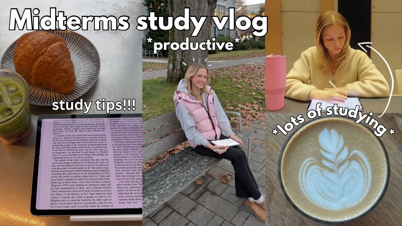 Study vlog: midterm week, studying for exams, productivity 