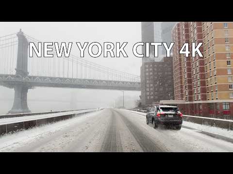 New York City 4K - Lower Manhattan Morning Blizzard Biggest Snowstorm In Years - USA