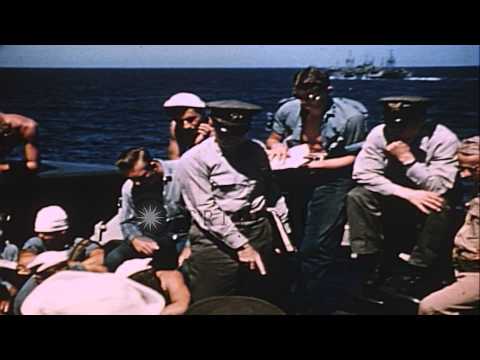 A naval officer briefs coxswains on the USS Bayfield, APA 33 underway in the Paci...HD Stock Footage Video