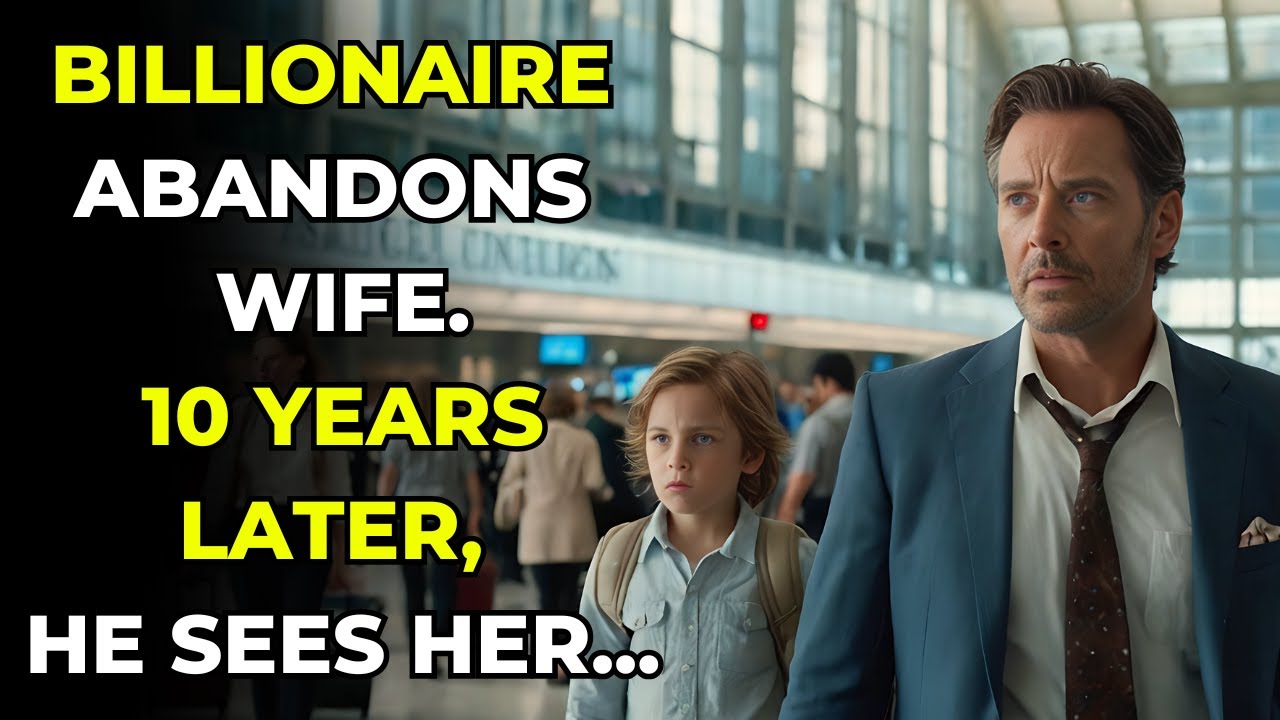Billionaire Abandons Wife. 10 Years Later, He Sees Her at the Airport With a Young Man Who Looks
