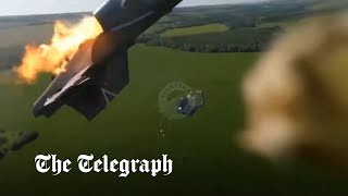 Russian pilot ejects from fighter jet seconds befo