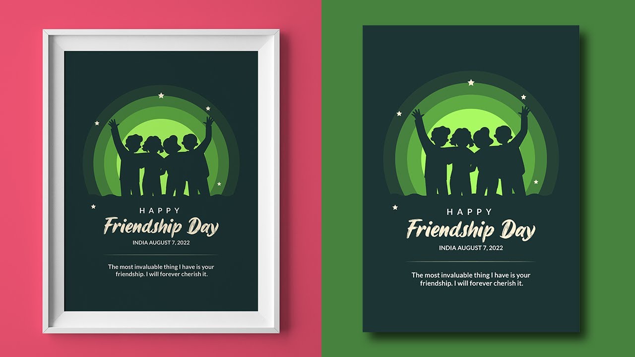 Friendship day Poster Design in Illustrator | Friendship day banner design | Posters Design