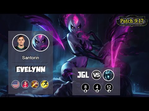 SANTORIN RANK 1 NA  Evelynn JUNGLE VS Karthus | LOL | S9 NA Challenger - Full Gameplay