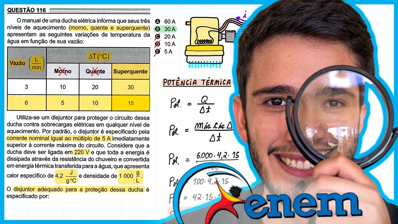 ENEM 2022 - O manual de uma ducha elétrica informa que seus três níveis de aquecimento (morno, quent