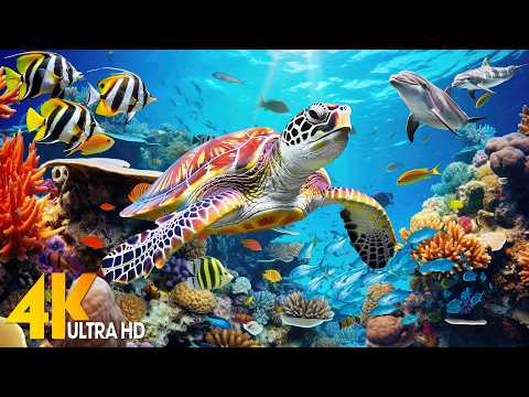Under Red Sea 4K - Beautiful Coral Reef Fish in Aquarium, Sleep Meditation Music - 4K Video UHD #6