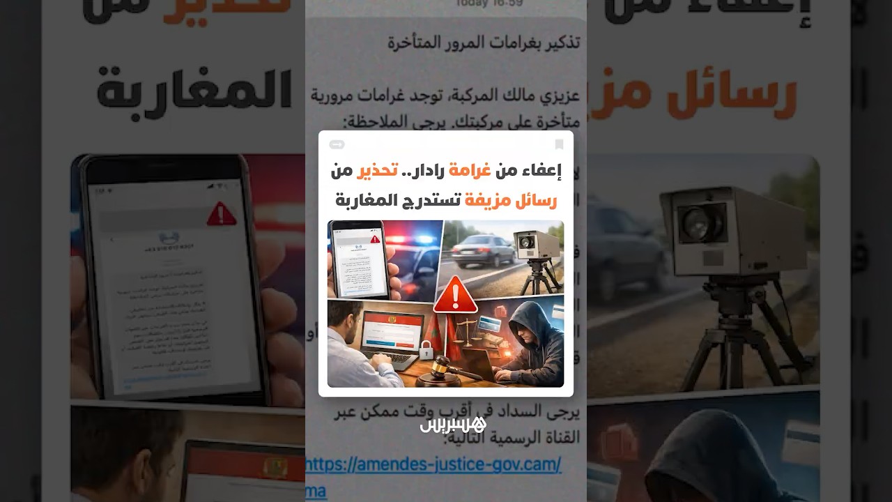 إعفاءات خيالية من غرامات الرادار.. "فخ" رسائل نصية احتيالية تزرع الخوف بين المغاربة thumbnail