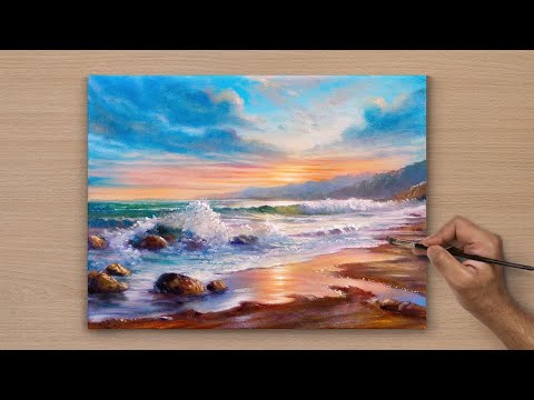 Painting Beautiful Sunset Seascape / Acrylic Paintings /Art Paintings
