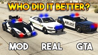 GTA 5 COP CAR VS REAL POLICE CAR VS MODDER LAMBO COP (WHO DID IT BETTER?)