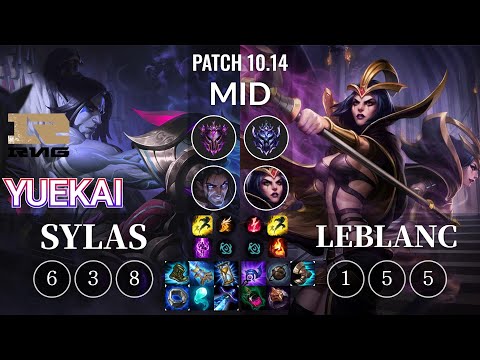RNG yuekai Sylas vs LeBlanc Mid - KR Patch 10.14