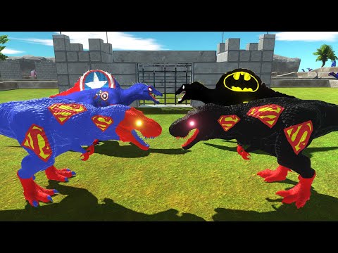 SUPERMAN T-REX vs DARK SUPERMAN T-REX DEATH RUN CASTLE - Animal Revolt Battle Simulator