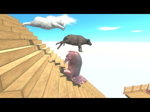 Falling Down the Stair Challenge - Animal Revolt Battle Simulator | Who Will Win😱😱