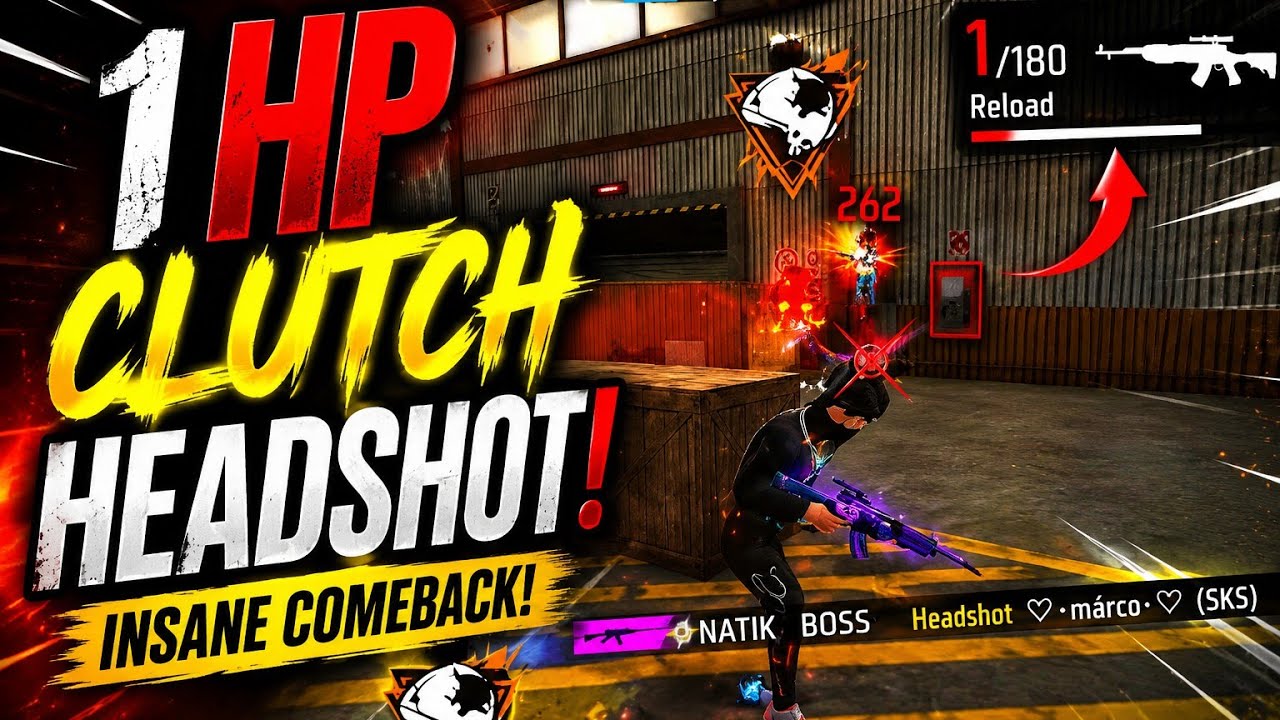 🔥 1 HP Clutch Headshot! 😱 Is this the craziest clutch in Free Fire? Watch till the end.