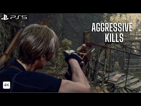 Resident Evil 4 Remake PS5 Aggressive & Stealth Kills Gameplay - "Village"