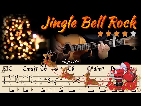⛄Jingle Bell Rock(Lyrics)-Bobby Helms🎄Acoustic Fingerstyle Guitar Tutorial🎄Christmas Songs & Carols🎄