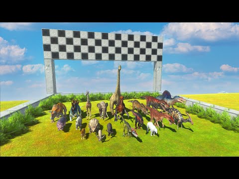 BIG SPEED RACE DINOSAURS VS ANIMALS HAVE OBSTACLE BASIC - Animal Revolt Battle Simulator