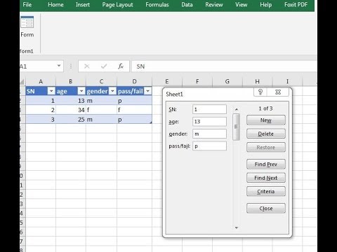 Create data entry forms in MS Excel using your questionnaire
