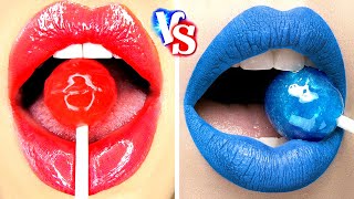 RED VS BLUE COLOR CHALLENGE  Eating Everything Onl