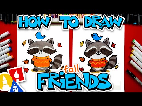 How To Draw Fall Friends Raccoon And Bird