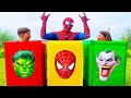 Three Colored Boxes Superheroes More Videos For Kids With Adriana And Ali