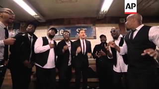 Michael Buble sings acapella in the New York City subway