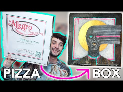 I PAINTED A PIZZA BOX - Quarantine Art Challenge | with painting tips and tricks and timelapse