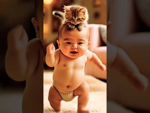dobi dobi dam dam song || funny baby & cat || 🤣 #funny  #shorts #dubidubidu