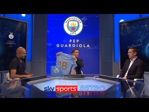 Pep Guardiola gifts Gary Neville a Manchester City shirt