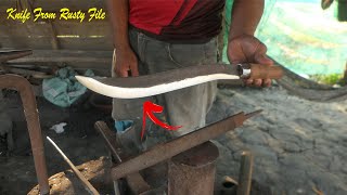 Knife Making | Turning a Rusty File Into a Very Sharp Hunting Knife Wi