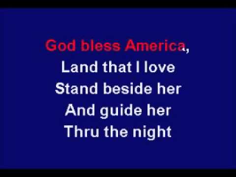 "God Bless America" Karaoke with lyrics and instrumental music in key of D major