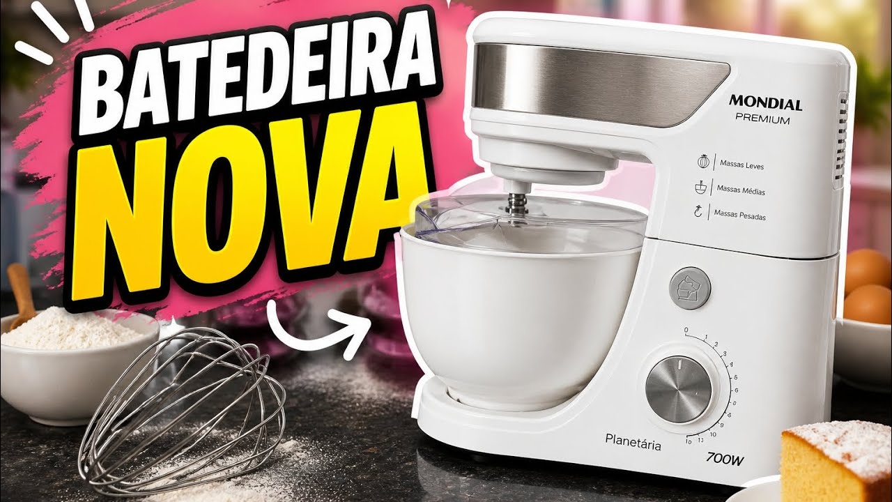 Miniatura da avaliação em vídeo de Batedeira Planetária Mondial BP-03-W Branca 700W 110V Branco