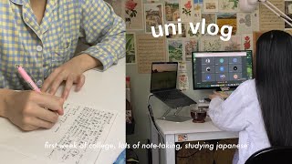 study vlog 📖 | first week of college, lots of note-taking, studying japanese — uni diaries ep. 1