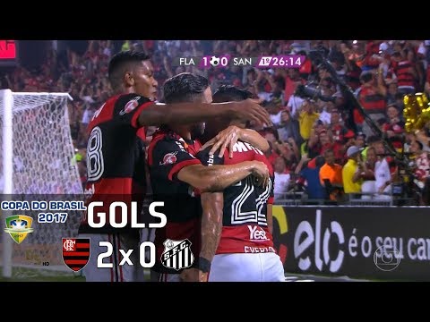Gols - Flamengo 2 x 0 Santos - Copa do Brasil 2017 - Globo HD