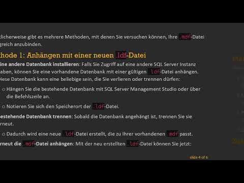 So binden Sie eine .mdf-Datei an SQL Server 2005 an