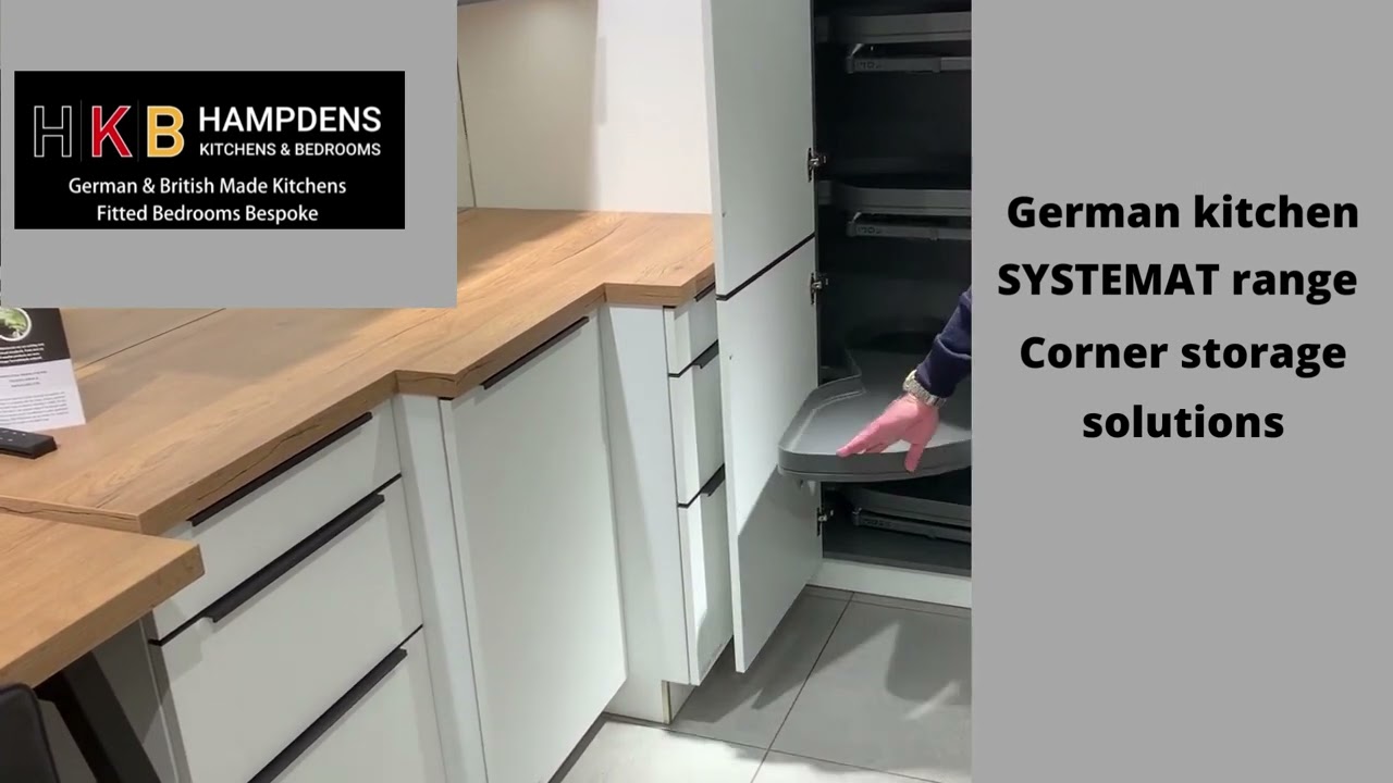 German-made kitchen Systemat range Corner storage solution for tall cabinets.